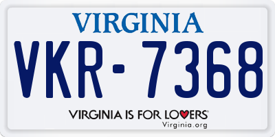 VA license plate VKR7368
