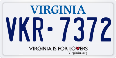 VA license plate VKR7372