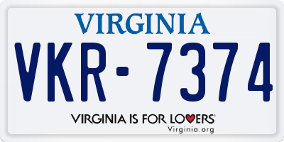VA license plate VKR7374