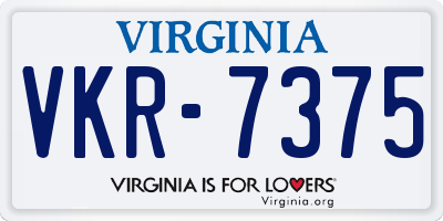 VA license plate VKR7375