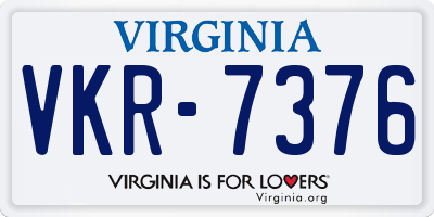 VA license plate VKR7376