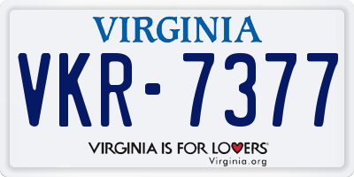VA license plate VKR7377