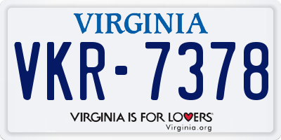 VA license plate VKR7378