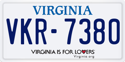 VA license plate VKR7380