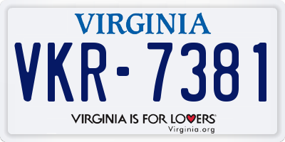VA license plate VKR7381