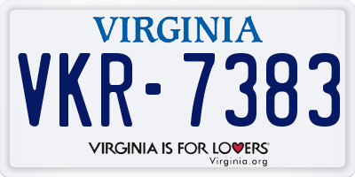 VA license plate VKR7383