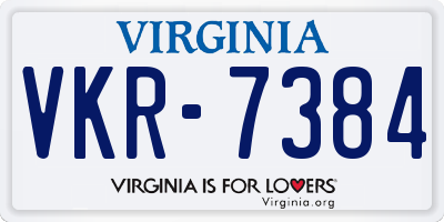 VA license plate VKR7384