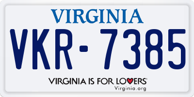 VA license plate VKR7385