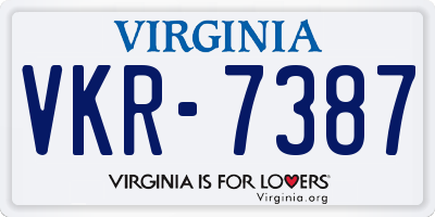 VA license plate VKR7387