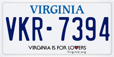 VA license plate VKR7394
