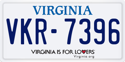VA license plate VKR7396