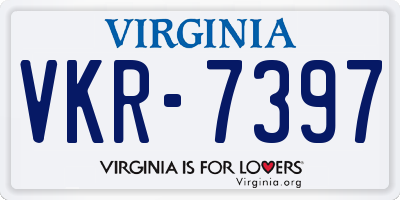 VA license plate VKR7397