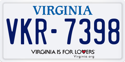 VA license plate VKR7398