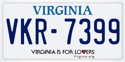 VA license plate VKR7399