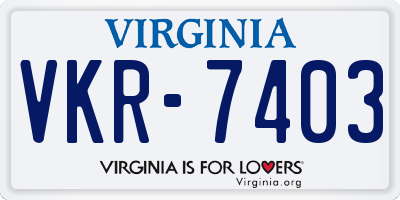 VA license plate VKR7403