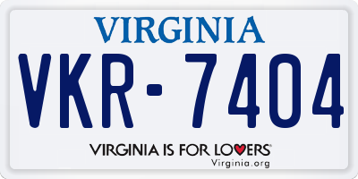 VA license plate VKR7404
