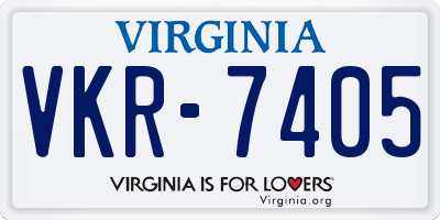 VA license plate VKR7405