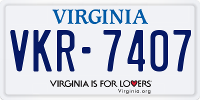 VA license plate VKR7407