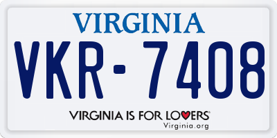 VA license plate VKR7408
