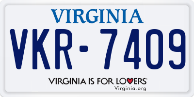 VA license plate VKR7409