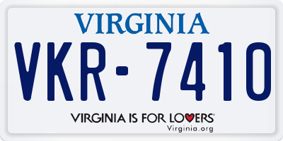 VA license plate VKR7410