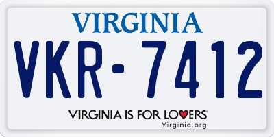 VA license plate VKR7412