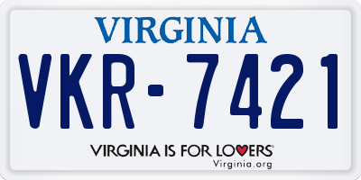VA license plate VKR7421