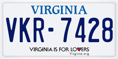 VA license plate VKR7428