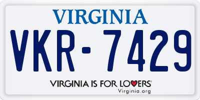 VA license plate VKR7429