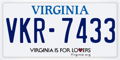 VA license plate VKR7433