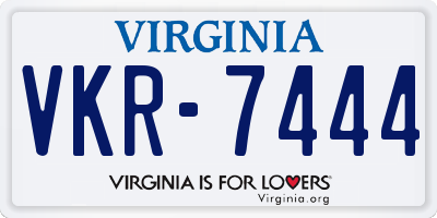 VA license plate VKR7444