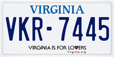 VA license plate VKR7445
