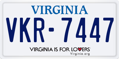 VA license plate VKR7447