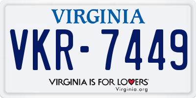 VA license plate VKR7449
