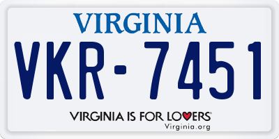 VA license plate VKR7451