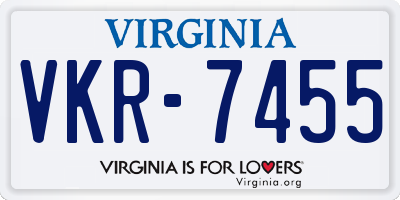 VA license plate VKR7455