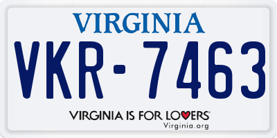 VA license plate VKR7463
