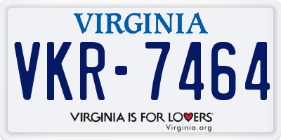 VA license plate VKR7464