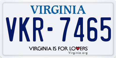 VA license plate VKR7465