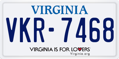 VA license plate VKR7468