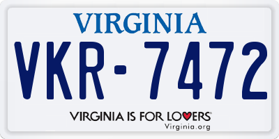 VA license plate VKR7472