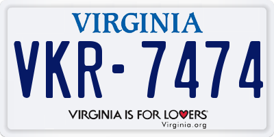 VA license plate VKR7474