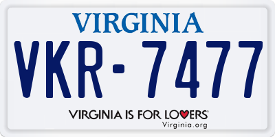 VA license plate VKR7477