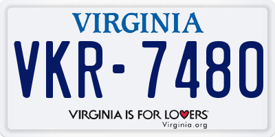 VA license plate VKR7480