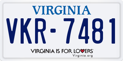 VA license plate VKR7481