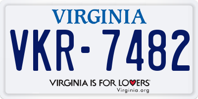 VA license plate VKR7482