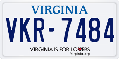 VA license plate VKR7484