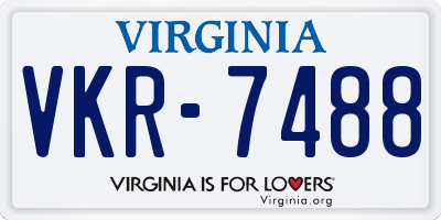 VA license plate VKR7488