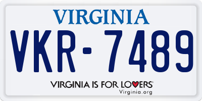VA license plate VKR7489