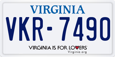 VA license plate VKR7490